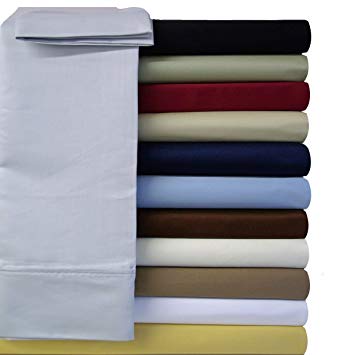 sheetsnthings Super Deep Pocket Solid Sheet Set 100% Cotton 600 Thread Count fit up to 22 inch mattress by (King, Sea)