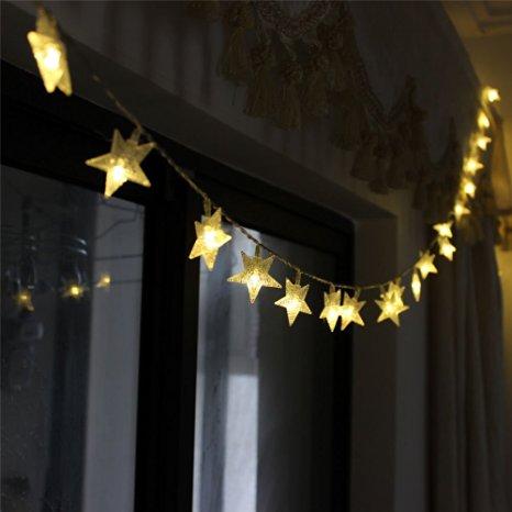 TINNZTES New Warm White 4m/13ft 40 LED Star Light Fairy String Light for Christmas XMAX Weddings Family Festival School Party(Warm White)