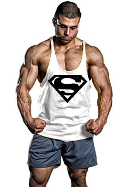 Moge Men's BodyBuilding Superman S Logo Tank Top Stringer Gym Shirt