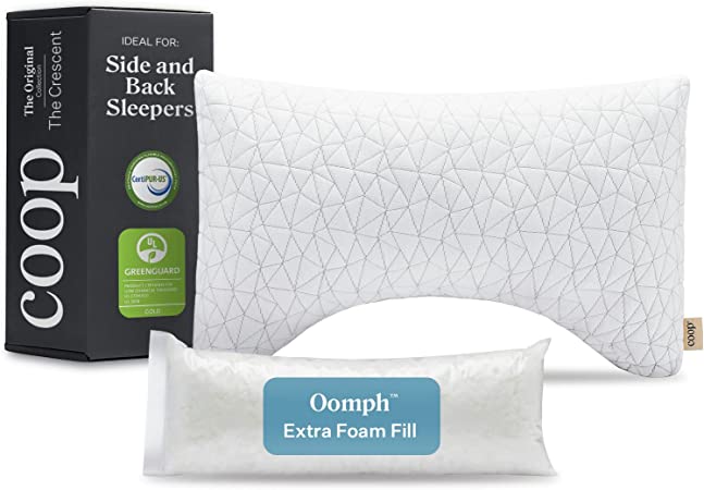 Coop Home Goods Crescent Back and Side Sleeper Pillow - Pillow for Neck and Shoulder Pain Relief, Memory Foam Pillow, Bed Pillow for Sleeping, Pillow for Side Sleepers and Back Sleepers (King Size)