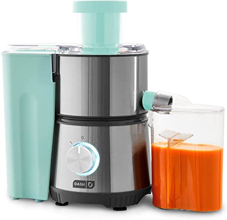 Dash Compact Centrifugal Juicer, Easy Clean Extractor Press Juicing Machine, 2-Speed, Wide 2" Feed Chute for Whole Fruit Vegetable, Anti-drip, Stainless Steel Sieve - Aqua