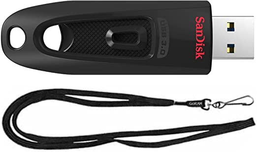 SanDisk 512GB (1 Pack) Ultra 130MB/s USB 3.0 Flash Drive SDCZ48-512G Bundle with (1) GoRAM Black Lanyard