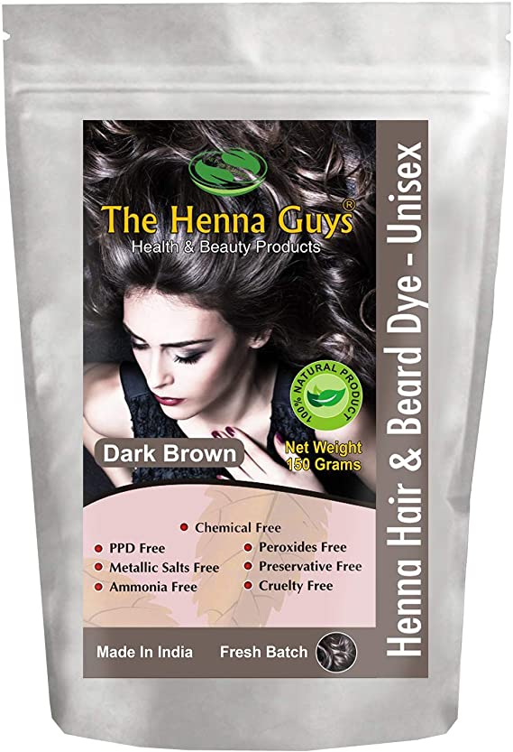 1 Pack Dark Brown Henna Hair & Beard Color/Dye 100 Grams - Chemicals Free Hair Color - The Henna Guys