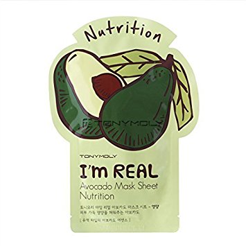 Tonymoly I'm Real Skin Care Facial Mask Sheet Package (Avocado - Nutrition 10 Sheets)