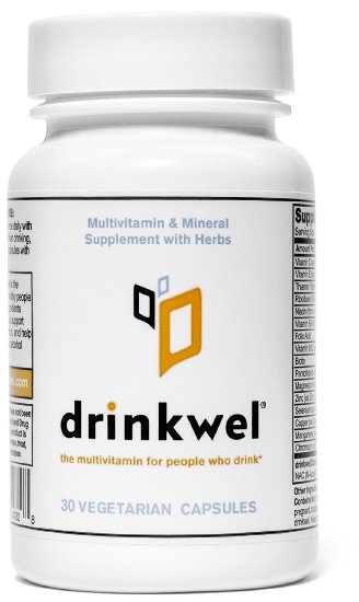 Drinkwel for Hangovers, Nutrient Replenishment & Liver Support (30 Vegetarian Capsules with Organic Milk Thistle, N-acetyl Cysteine, Alpha Lipoic Acid, and DHM) (Travel Size Bottle)