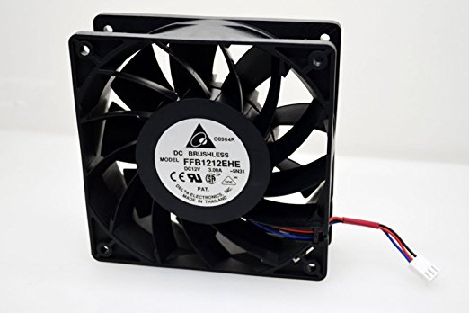 Delta Electronics FFB1212EHE 120x120x38mm Cooling Fan, 190 CFM, 4000 RPM, 59 dBA, 17.78 air pre., 4 3 pin power & TAC connector