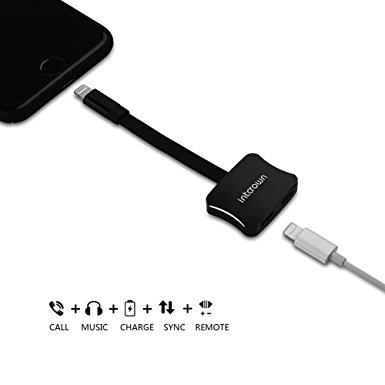 Intcrown iPhone 7 Splitter Dual Lightning Adapter Dongle for iPhone 7,7 Plus Support Charge and Call Compatible for IOS 10.3 or Later (Black)