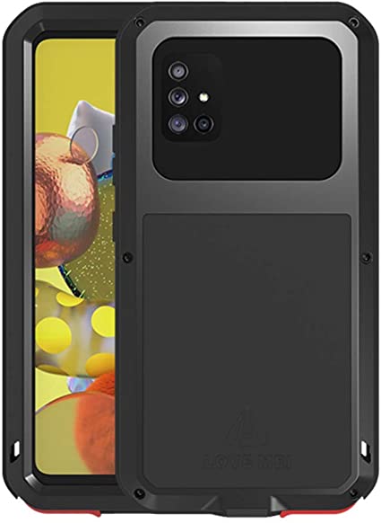 Galaxy A51 5G Case,Built-in Glass Luxury Aluminum Alloy Protective Metal Extreme Shockproof Military Bumper Heavy Duty Cover Shell Case for Samsung Galaxy A51 5G (Black)