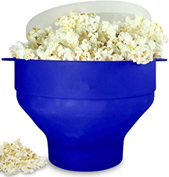 Collapsible Silicone Microwave Hot Air Popcorn Popper Bowl With Lid and Handles