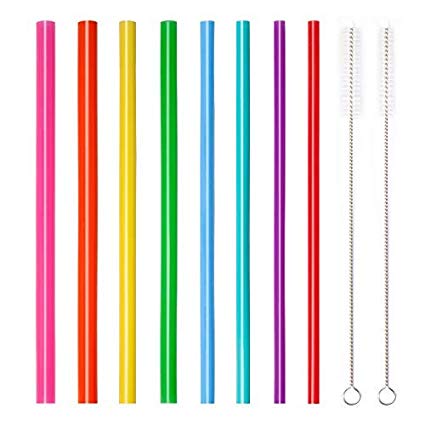 YIHONG Set of 8 Reusable Silicon Straws Drinking Straws 12 Inch Extra Long for 30oz 40oz Big Yeti Cups Tumbler Multiple Sizes for Coffee Juice Smoothie Bubble Tea 6mm 8mm 10mm and 12mm