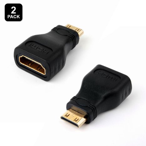 GearIt 2 Pack Mini HDMI Adapter - HDMI Female Type-A to Mini HDMI Male Type-C Gold Plated Connector Converter Adapter - Lifetime Warranty