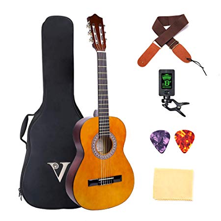 Classical Guitar Acoustic Guitar 3/4 Size 36 inch Starter Kits for Beginners Kid Student Boys Girls Guitar with Bag Strap Tuner Extra Picks Wipe