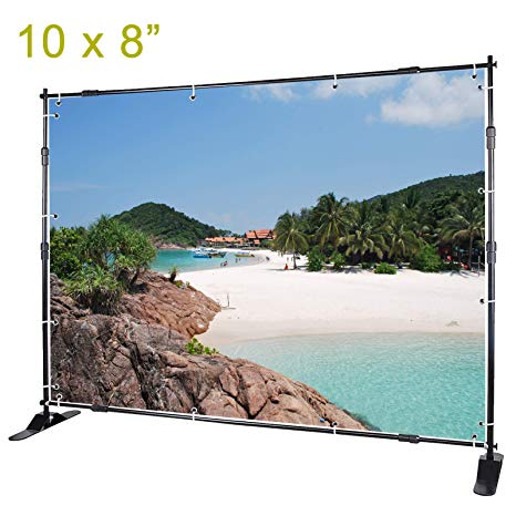 Voilamart Photo Backdrop Banner Stand 10 x 8ft Adjustable Telescopic Tube Display Backdrop Stand Step and Repeat Frame Stand for Trade Show Photography Booth Background with Carrying Bag