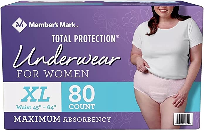 Member's Mark Total Protection Underwear for Women, Extra Large (80 Count)