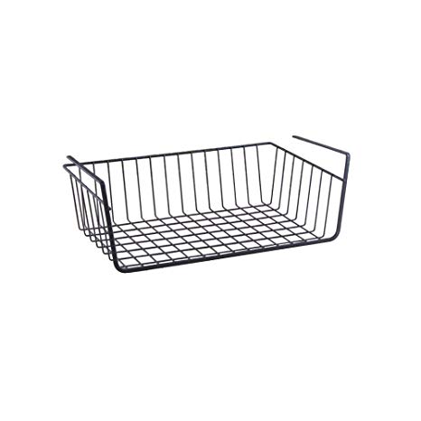 Under Shelf Wire Rack Basket Kitchen Organizer, Stainless Steel, Black