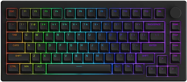 Akko 5075S Mechanical 75% Percent Hot-swappable Gasket Mount Wired Keyboard with Knob, RGB Gaming Keyboard with Shine-Through PBT ASA Profile Keycaps with Wine White Switch