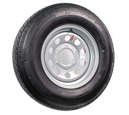15" Silver Mod Trailer Wheel 6 Lug with Radial ST225/75R15 Tire Mounted (6x5.5) bolt circle