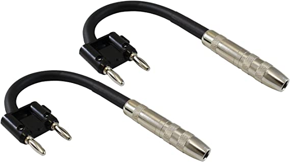 GLS Audio 1/4" to Banana Plug Adapter Cables 6". 1/4 Inch TS Mono Female to Male Banana Cords - 6 Inch Gender Changer Cable - 2 Pack