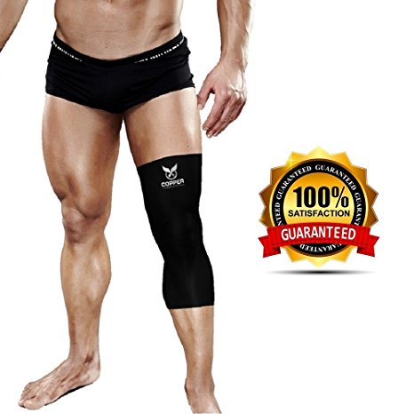 Copper Compression Gear PREMIUM Fit Recovery Knee Sleeve - 100% GUARANTEED - #1 Copper Knee Brace / Support Sleeve / Wrap / Stabilizer For Men And Women (Large)