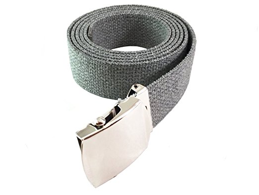 EDNA Military Web Belt with Nickel Box Type Buckle 60"