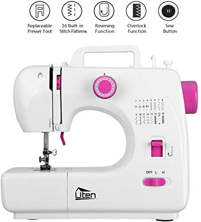 Uten Beginner Sewing Machine Mini Thread Basic Portable Easy 16 Built-in Stitches