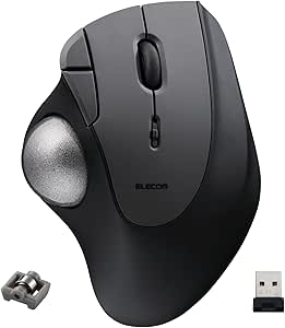 ELECOM Ergonomic Comfort Design Trackball IST Wireless 2.4GHz Connect, Super-Smooth Tracking with Roller Ball Bearing, 36mm Ball, Thumb Control, Compatible for Windows, PC, and Mac Black (M-IT11DRBK)