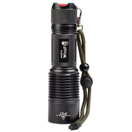 WindFire F13 Waterproof 2000 Lumen Flashlight 5 Modes Cree T6 XM-L U2 L2 Led Camping Light AAA1865026650 Li-ion Battery Rechargeable Torch Flash Light Lamp With Lanyard for Camping Hiking and Outdoor Sports Indoor Activities No Battery included
