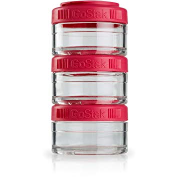 BlenderBottle GoStak Twist n' Lock Storage Jars, 60cc 3-Pak, Pink