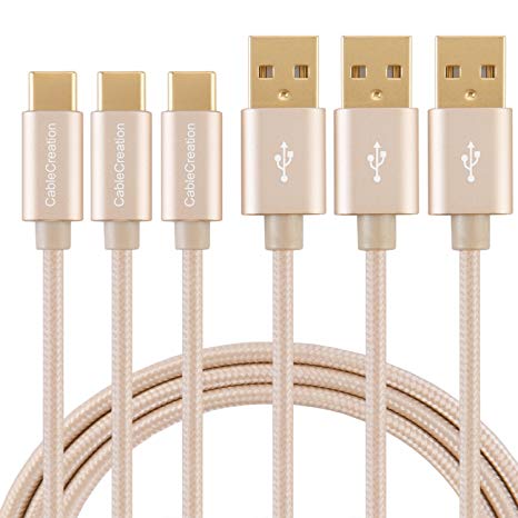 CableCreation USB-C to USB A Male Cable[3-PACK], Type C Cord for Galaxy S8/S8 Plus, LG V30, Pixel XL,etc. 4ft/1.2M Gold [New Version 56K Ohm Resistance]