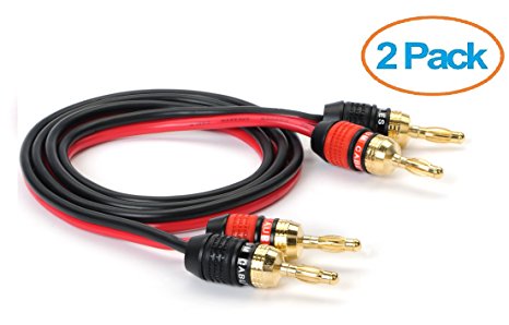 Aurum Cables 14 Gauge Speaker Wire with Pro Series Banana Plugs - 3 feet - 2 pack