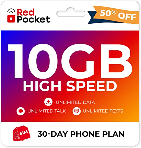 Red Pocket Unlimited Phone Plan | 10GB of 5G/LTE Data | Free SIM Card