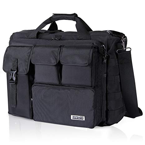 Lifewit 17.3" Men's Military Laptop Messenger Bag Multifunction Tactical Briefcase Computer Shoulder Handbags, Black