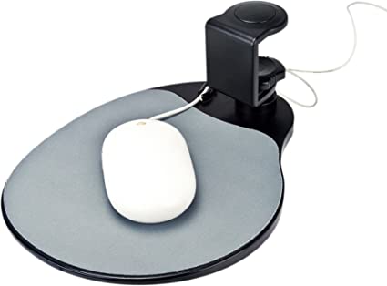Aidata UM003B Mouse Platform Under Desk, Sturdy Metal Clamp Fits Onto Desks Up To 40mm/1.57", Platform Rotates 360 Degrees To Hide Mouse Under The Desk, Built-in Cable Clip Keeps Mouse In Place, Black