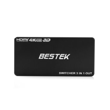 HDMI Switcher, BESTEK 1.4V Premium High speed HDMI Switch with IR Wireless Remote and AC Power Adapter - Supports 3D, 4K*2K