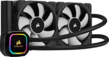 Corsair iCUE H100i PRO XT RGB Liquid CPU Cooler (240mm Radiator, Two 120mm Corsair ML Series PWM Fans, 400 to 2,400 RPM, Advanced RGB Lighting and Fan Control with Software, Easy to Install) Black