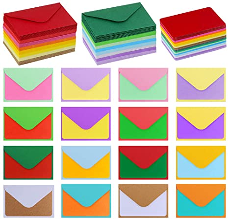 Supla 160 Sets Colorful Mini Envelopes with Blank Business Cards 16 Colors Small Notecards Quick Thank You Note Lunchbox Note Gift Note Cards Tiny Love Notes Envelopes Bulk Mini Stationary Set