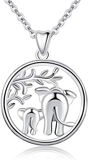 Silver Necklaces for Women, 925 Sterling Silver Lucky Elephants"Family Love" Tree of Life Claddagh Celtic Knot Pendant Necklace, AEONSLOVE Jewellery 18in for Mum Women Wife