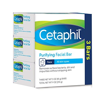 Cetaphil Purifying Facial Bar for All Skin Types, 9 Ounce, 3 bars per pack