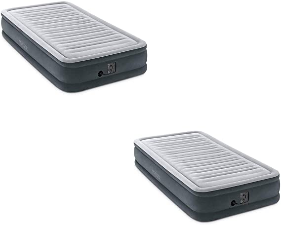 Intex Comfort Plush Dura Beam Plus Series Mid Rise Airbed w/ Pump, Twin (2 Pack)