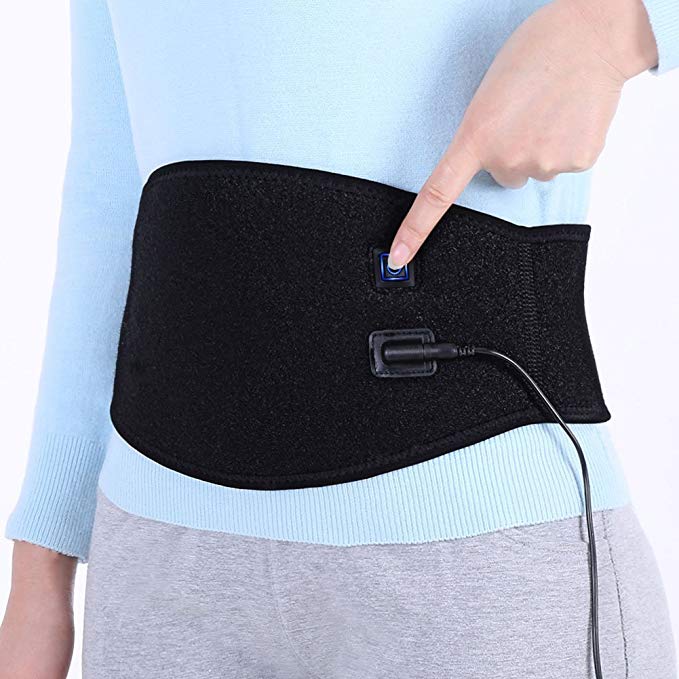 Waist Heating Belt, Back Heat Wrap Pad, Hot Compress Therapy for Lower Back Pain Relief, Abdomen Menstrual Cramps, 1 Button Control 3 Heat-settings with 6.6ft Cord, Washable, Women Men