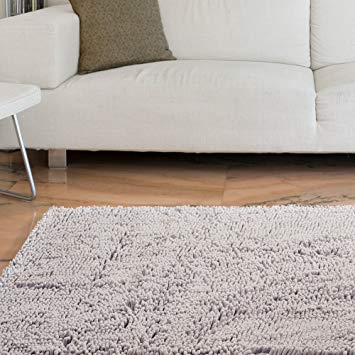 Lavish Home High Pile Shag Rug Carpet - Warm Grey - 21x36