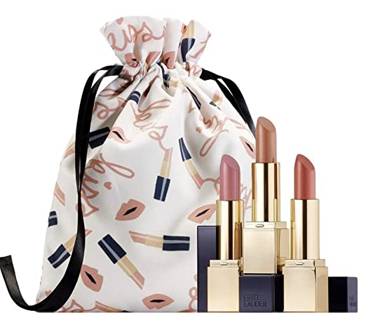 Estee Lauder for Sculpted Lips Trio Lipsticks Gift Set 3 Full Sizes 410 Dynamic, 110 Insatiable Ivory, and 221 Pink Parfait