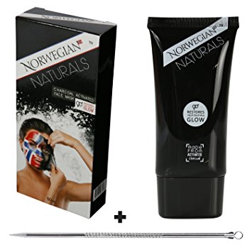 Blackhead Remover Mask NorwegianNaturals Activated Natural Charcoal Black Mask Blackhead Peel Off Remover Cream Deep Skin Clean Purifying Peel Acne Mud Nose Face Mask With FREE Branded Remover Tool