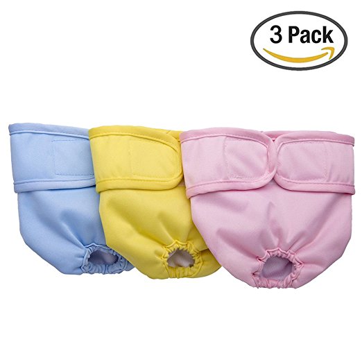 Mkono Washable Dog Diapers (3 Pack) Reusable Dog Wraps for Female Dogs