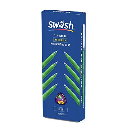 Swash THW12BU Komfigrip Handwriting Pen, Blue (Pack of 12)