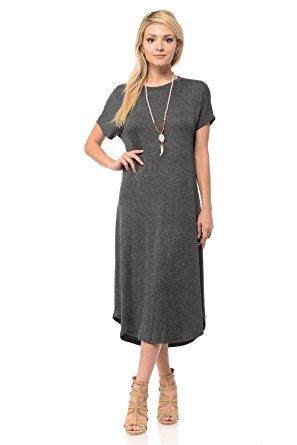 Iconic Luxe Women's A-Line Short Sleeve Midi Dress