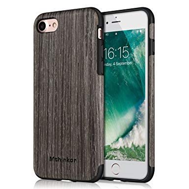 Mthinkor iPhone 8 Case iPhone 7 Case Soft Wood Slim Perfect Fit Case for iPhone 7 and iPhone 8 (Black Apricot Wood)