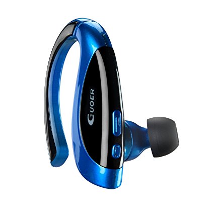 GUOER Wireless Bluetooth Headset V4.1 (Business Style) Headset Bass Sound Headphones Handsfree with Microphone for iPhone Samsung Huawei HTC, etc(Black/Blue)