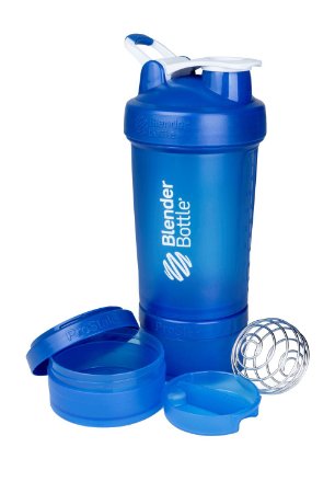 BlenderBottle ProStak System with 22-Ounce Bottle and Twist n' Lock Storage, Blue/Blue