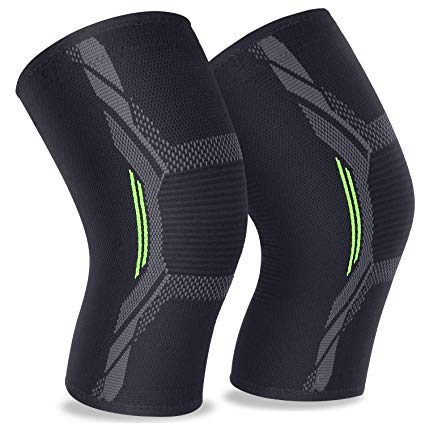 2 Pack Knee Brace Knee Sleeves Knee Support of 3D Flexible Breathable Knitting and Double Anti-Slip Silicone Gel Sweat Absorbing for Men or Women MUBYTREE (M: 17"-19")